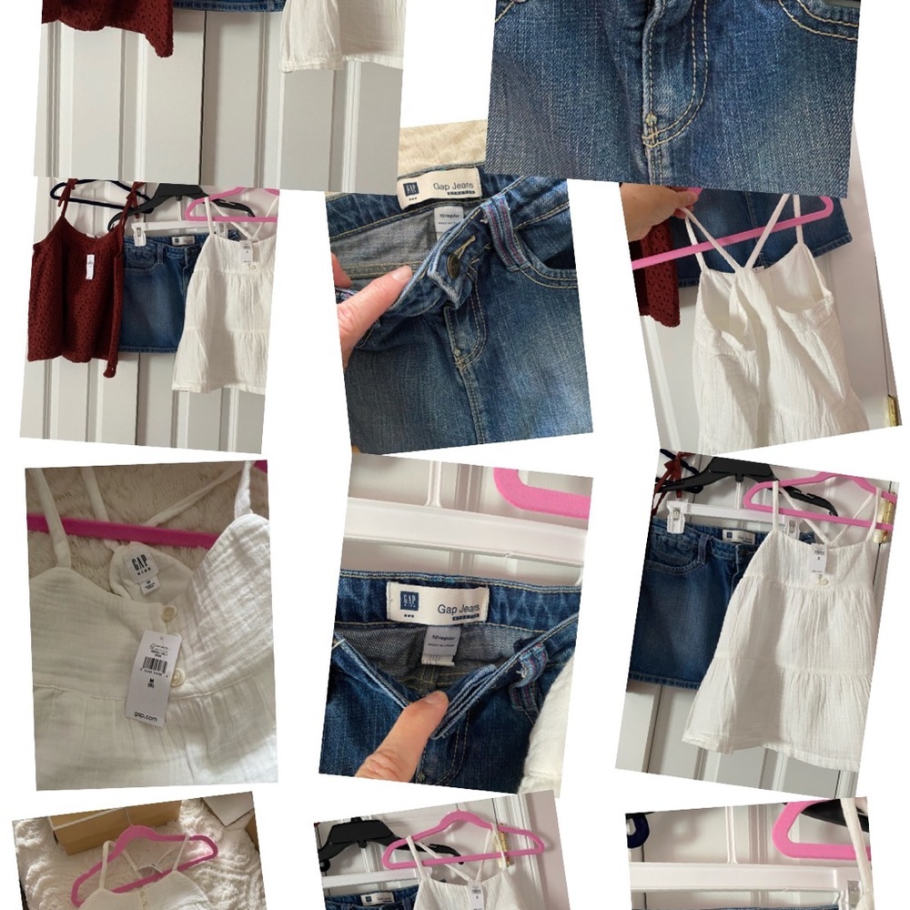 2 gap tanks and girls Gap  jeans skort.